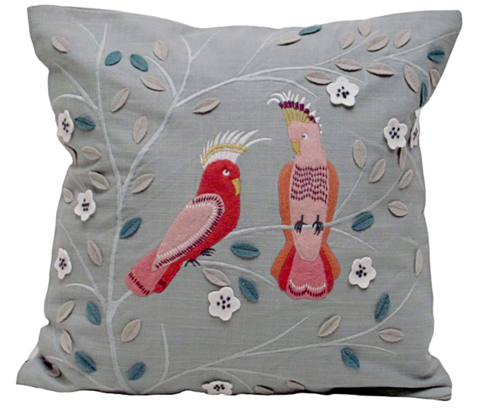chirpy birds pillow