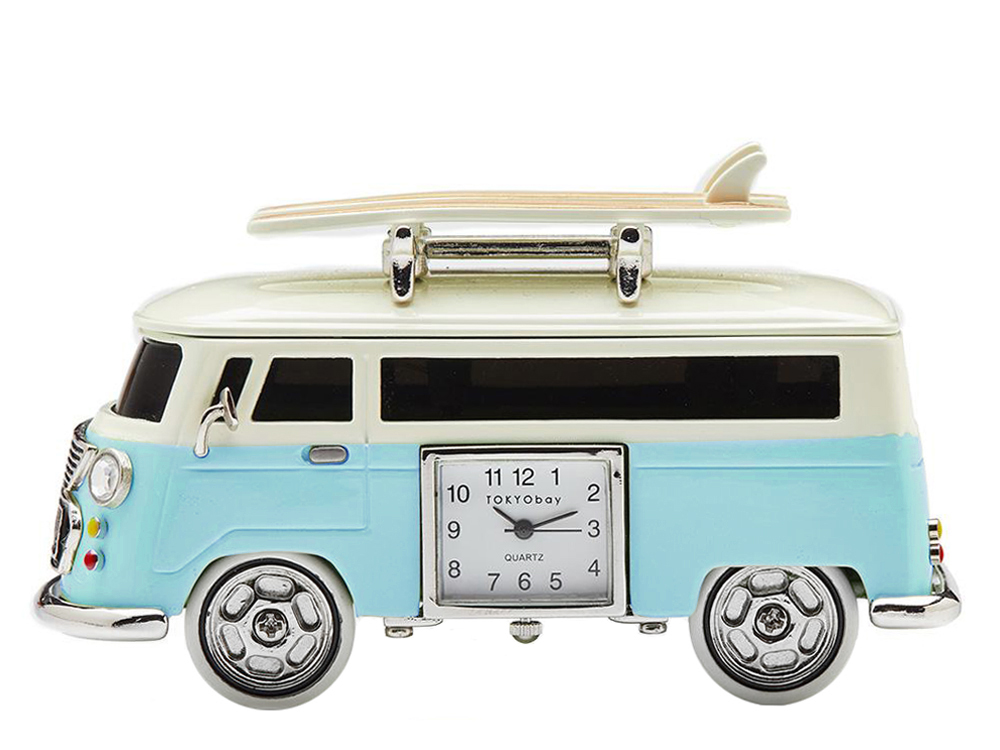 blue VW bus clock